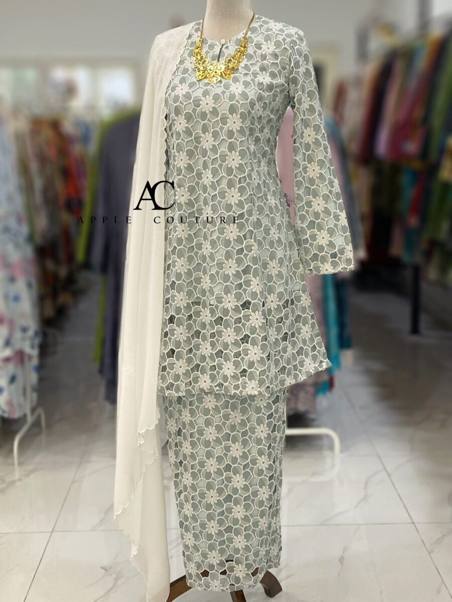 CAMELIA KURUNG PREMIUM EMBROIDERY LACE MINT