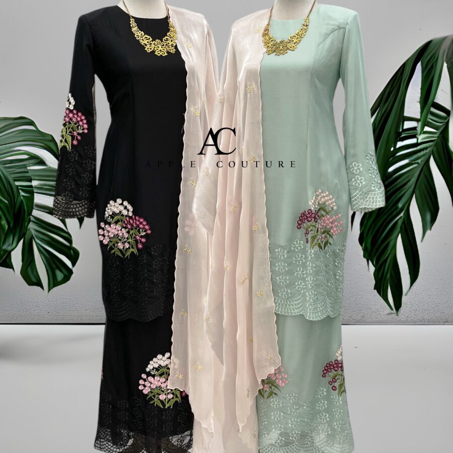 BAINON KURUNG PREMIUM ORGANZA BLACK - Image 3