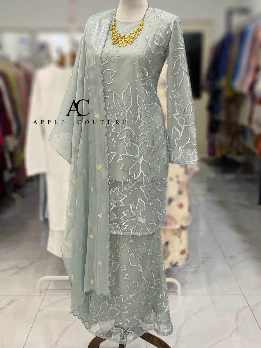 BAINON KURUNG LACE PREMIUM    BLUE GREY