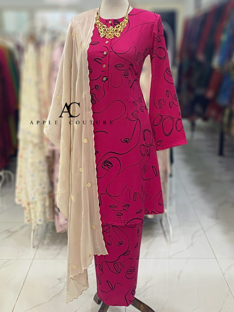 ADINDA KURUNG PRINTED CREPE FUSHIA 2.0