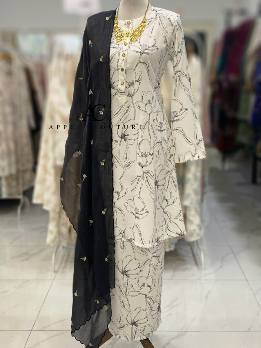 ADINDA KURUNG PRINTED WHITE CREPE 2.0