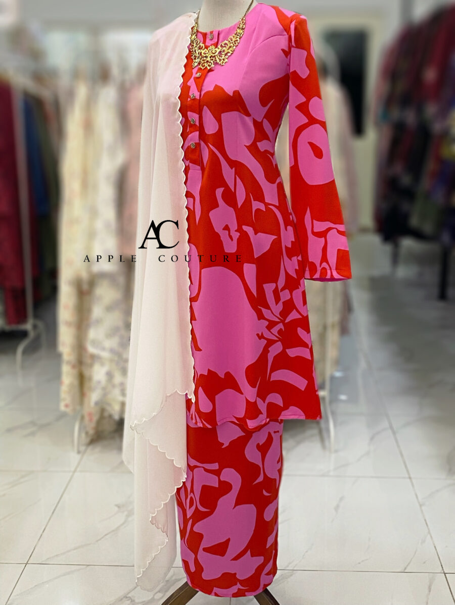 ADINDA KURUNG PRINTED CREPE RED PINK 2.0