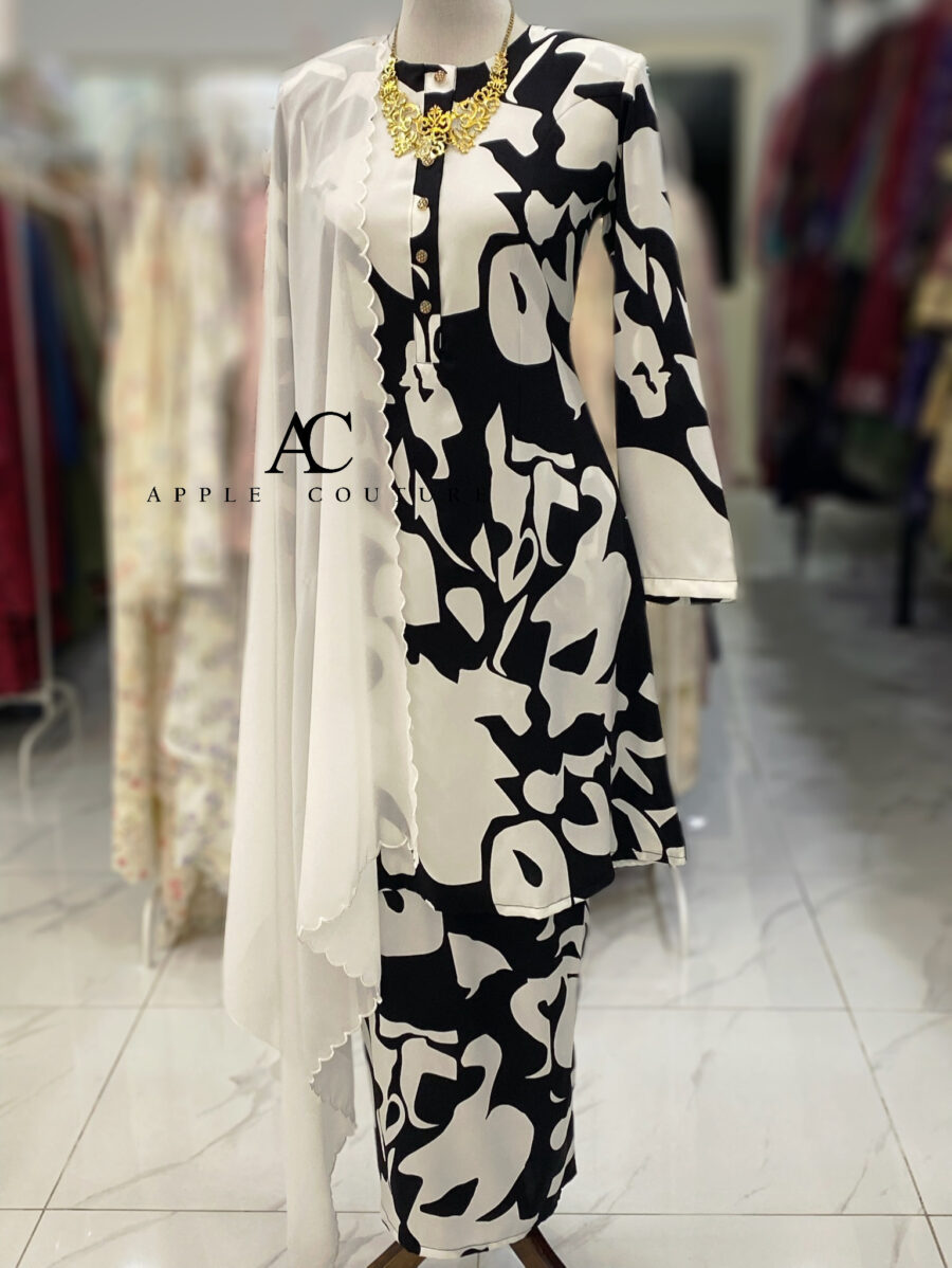 ADINDA KURUNG PRINTED CREPE BLACK WHITE 2.0