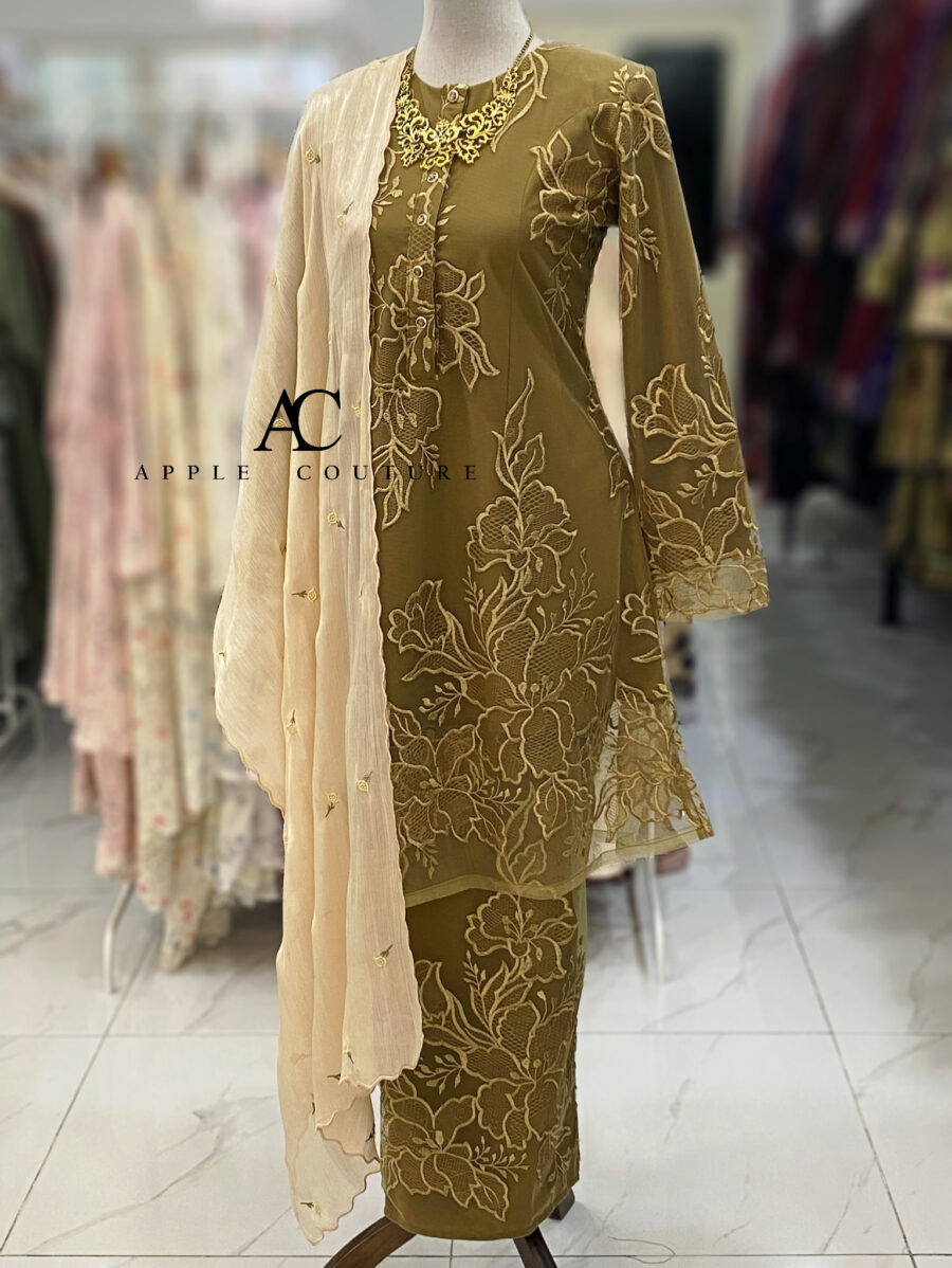 ADINDA KURUNG PREMIUM EMBROIDERY DARK OLIVE 2.0