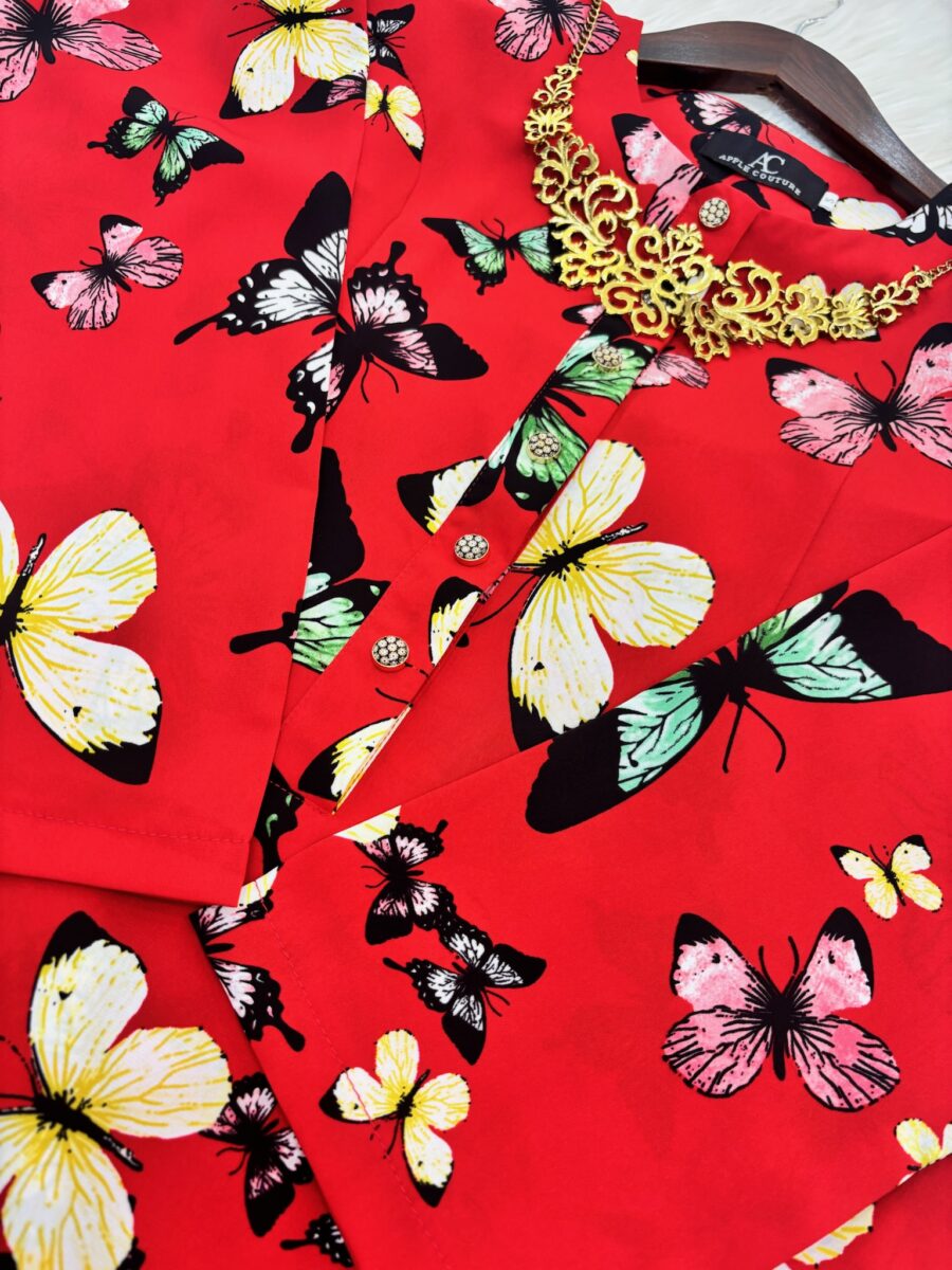 ADINDA KURUNG PRINTED CREPE RED BUTTERFLY 2.0 - Image 2