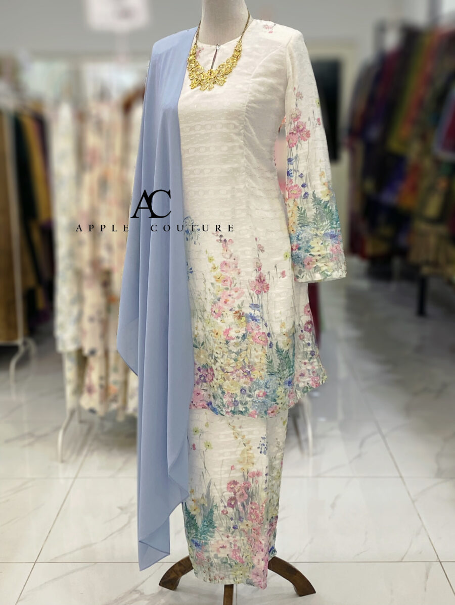 CAMELIA KURUNG MODEN EMBOSS CHIFFON WHITE