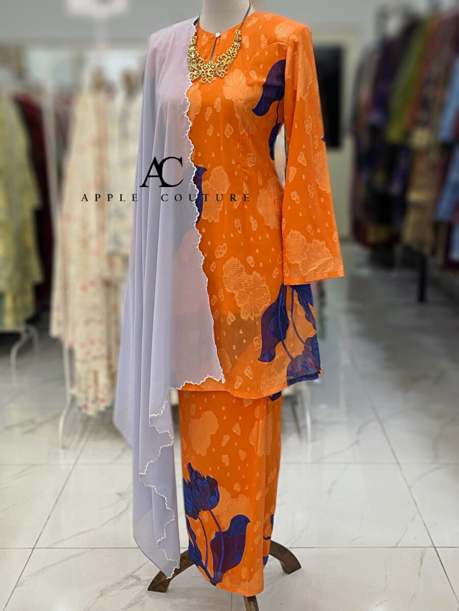 CAMELIA KURUNG MODEN EMBOSS CHIFFON ORANGE BLUE