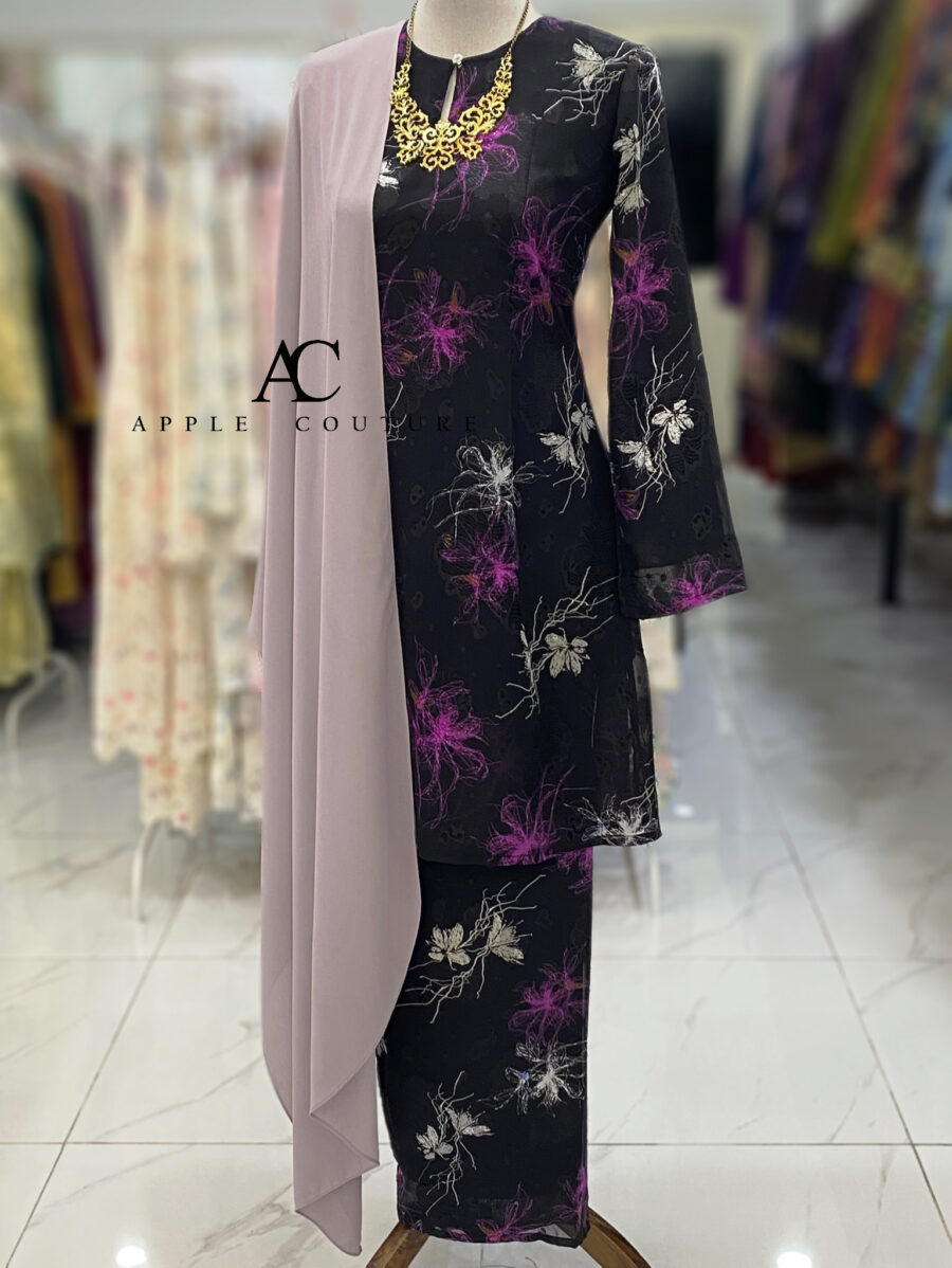 CAMELIA KURUNG MODEN EMBOSS CHIFFON BLACK PINK