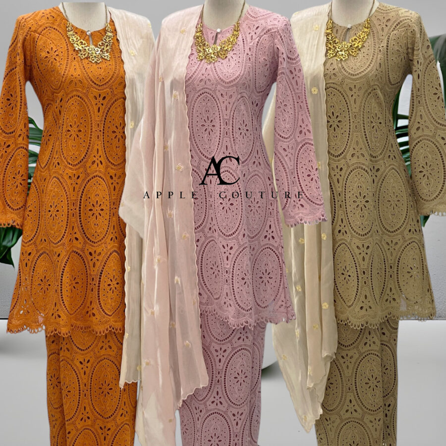 CAMELIA KURUNG PREMIUM LACE SULAM ORANGE BRICK - Image 2