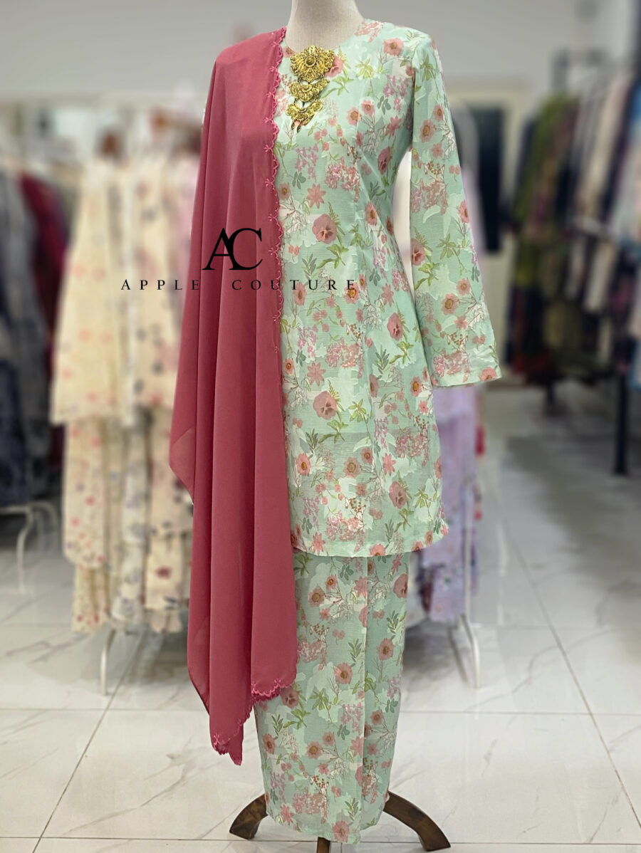 CAMELIA KURUNG MODEN EMBOSS CHIFFON MINT GREEN