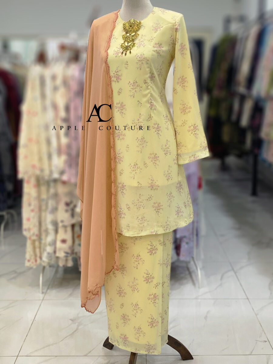 CAMELIA KURUNG PRINTED CHIFFON YELLOW