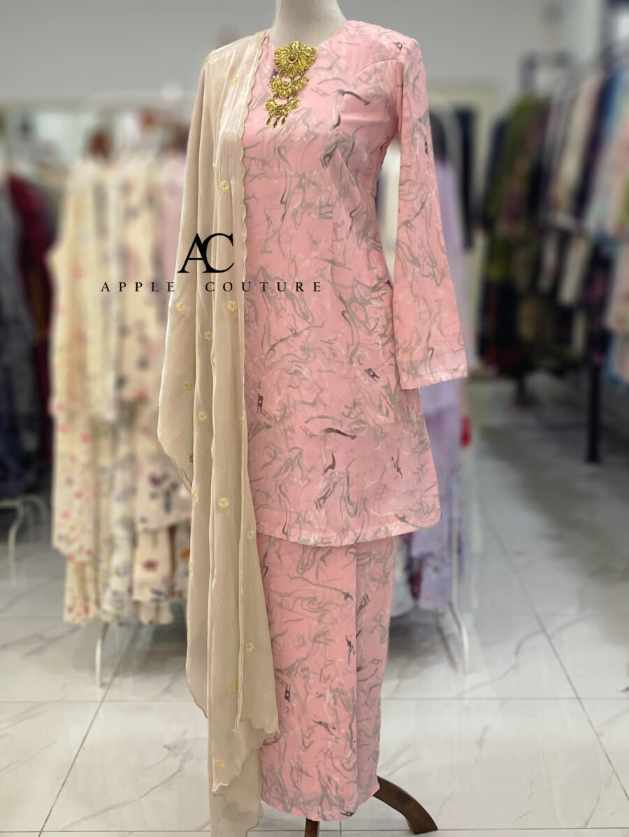 CAMELIA KURUNG PRINTED CHIFFON PINK