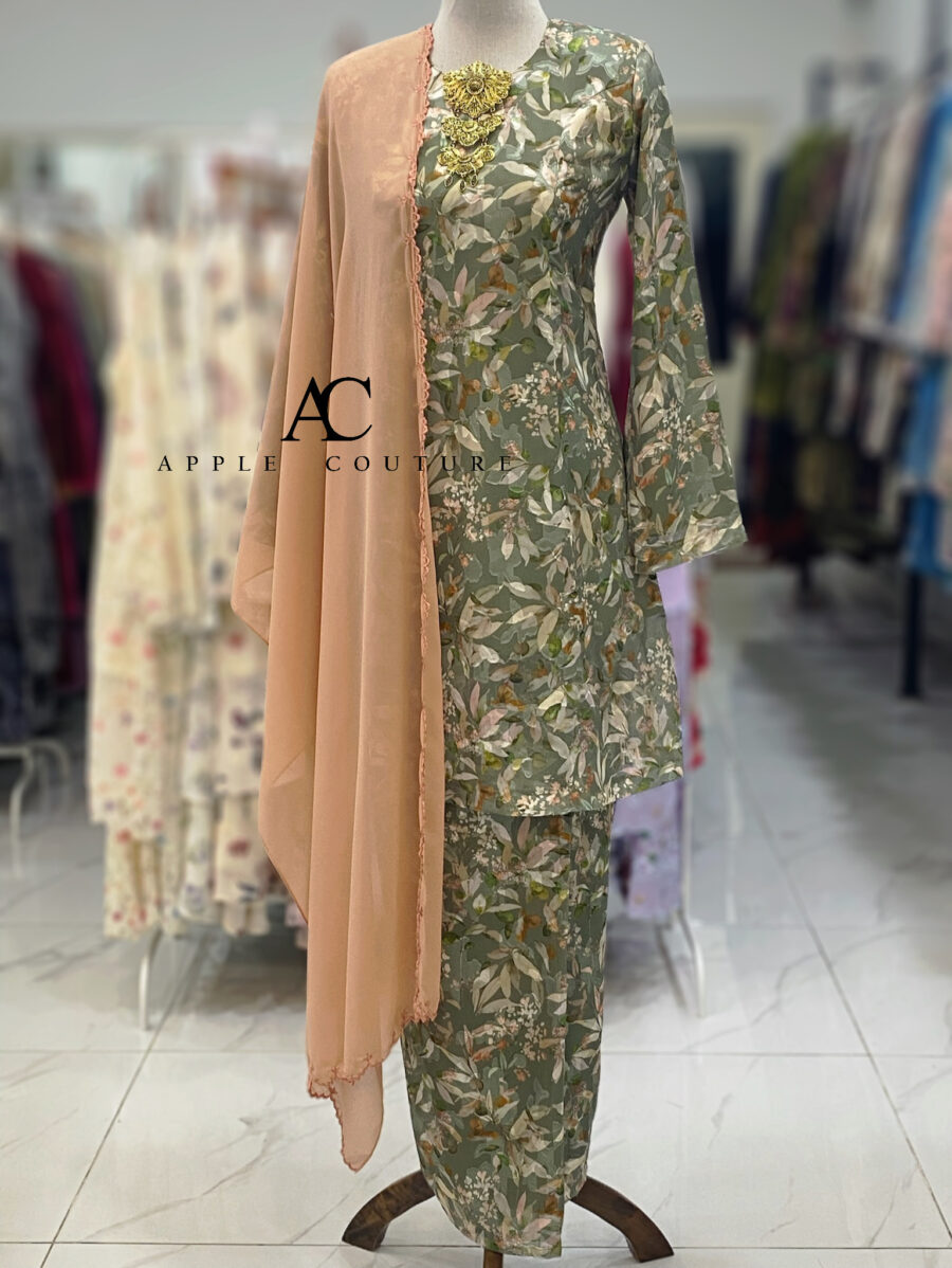 CAMELIA KURUNG MODEN EMBOSS CHIFFON DARK OLIVE