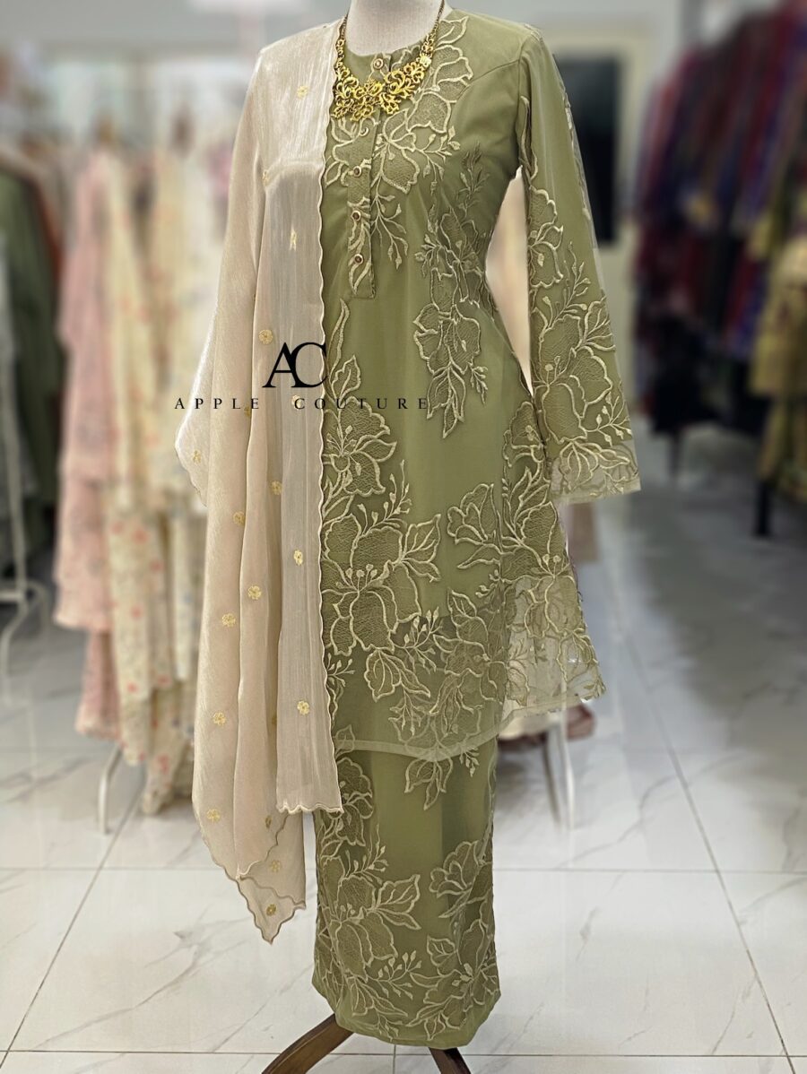 ADINDA KURUNG PREMIUM EMBROIDERY 2.0 SAGE GREEN