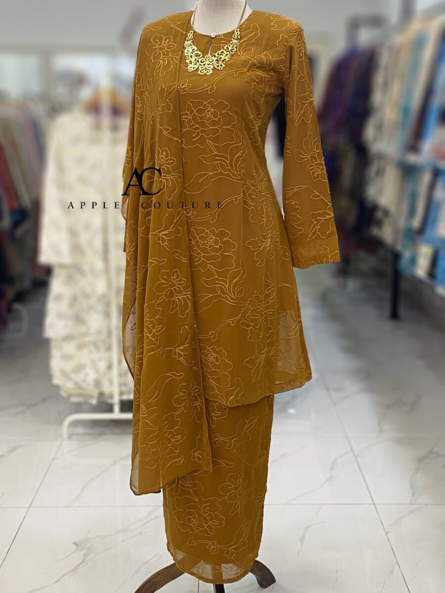 CAMELIA KURUNG PREMIUM CHIFFON SULAM RICH BROWN