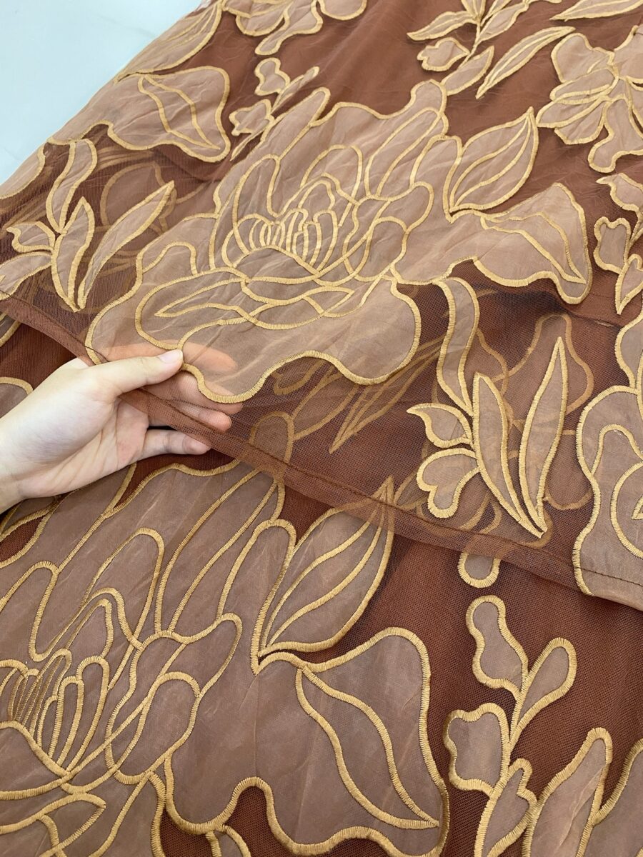 BAINON KURUNG PREMIUM ORGANZA LACE BROWN - Image 3