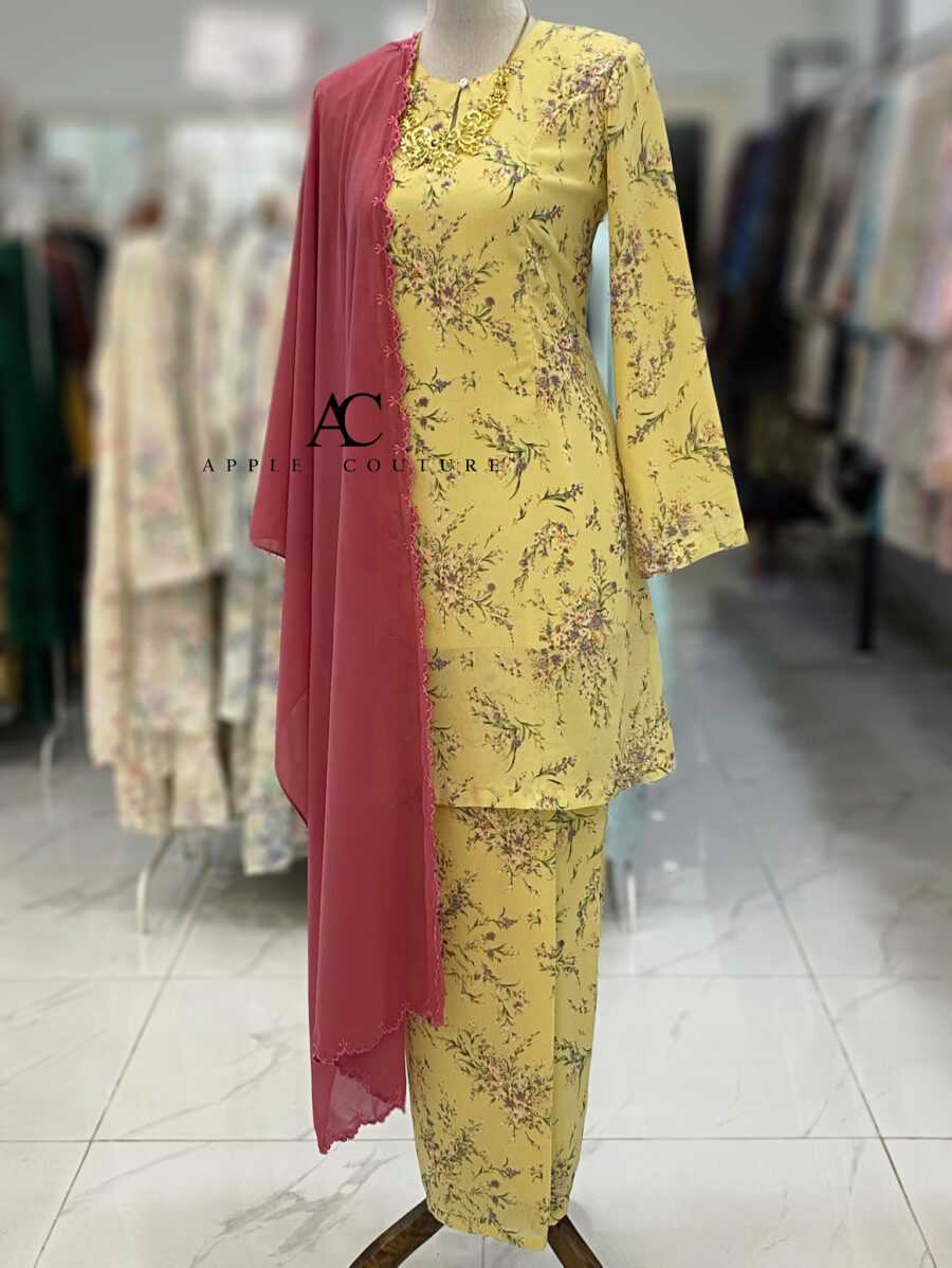 CAMELIA KURUNG PRINTED CHIFFON YELLOW