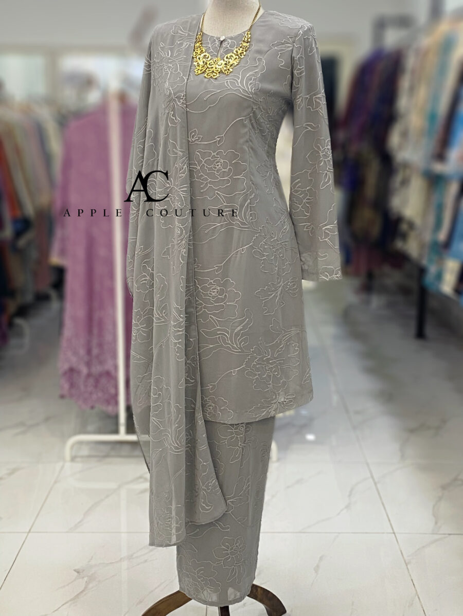 CAMELIA KURUNG PREMIUM CHIFFON SULAM GREY