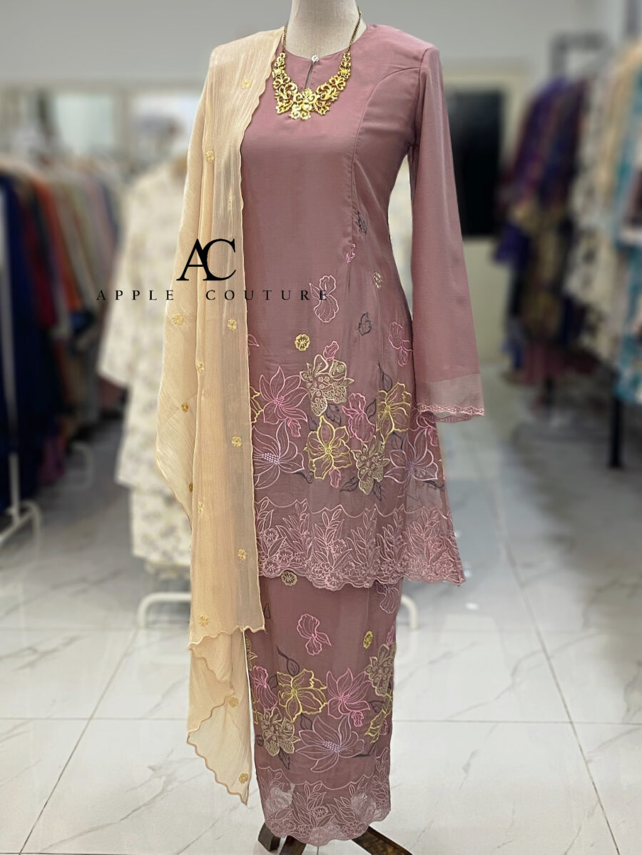 CAMELIA KURUNG MODEN SULAM ORGANZA PURPLE MAUVE