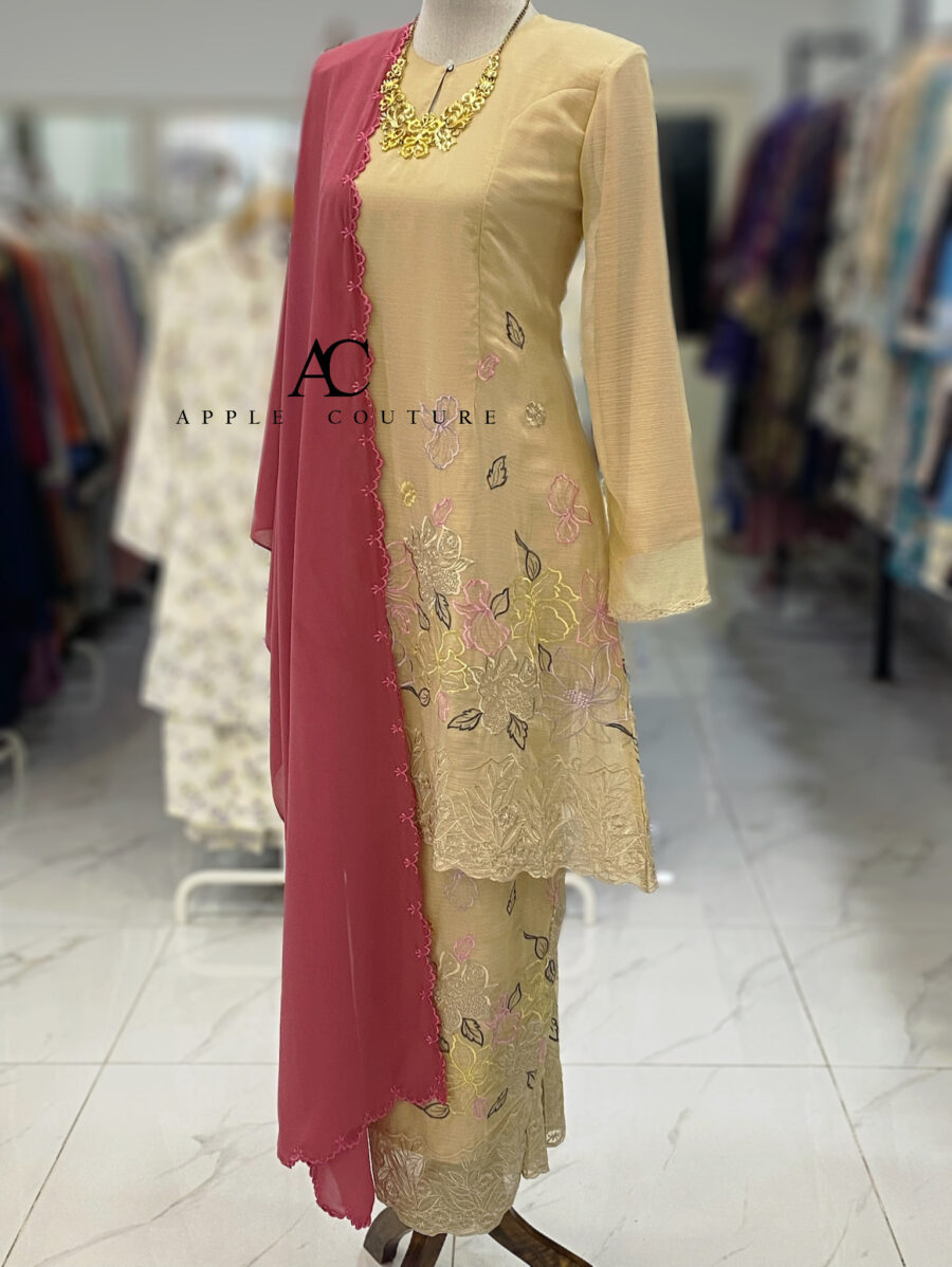 CAMELIA KURUNG MODEN SULAM ORGANZA NUDE