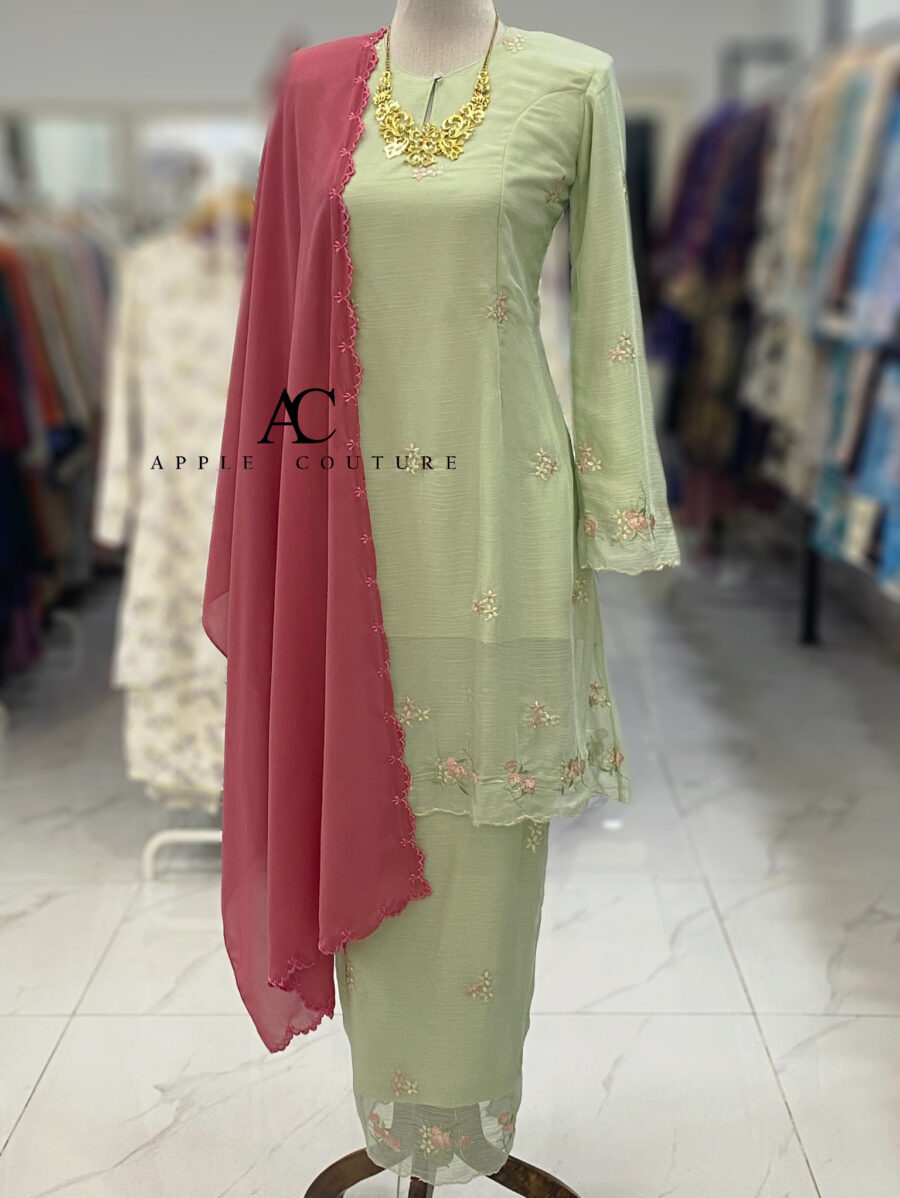 CAMELIA KURUNG MODEN SULAM ORGANZA MINT GREEN