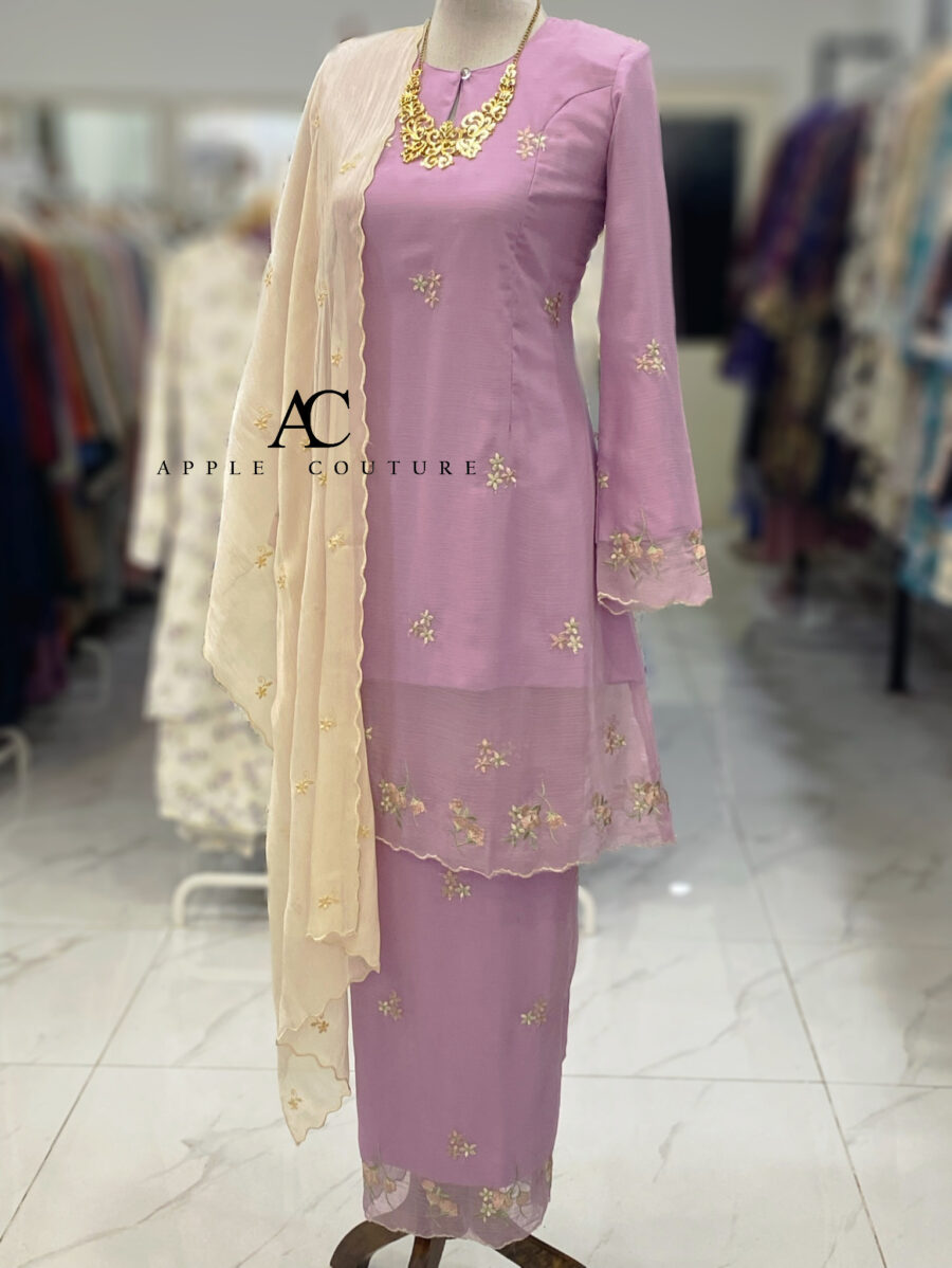 CAMELIA KURUNG MODEN SULAM ORGANZA LILAC