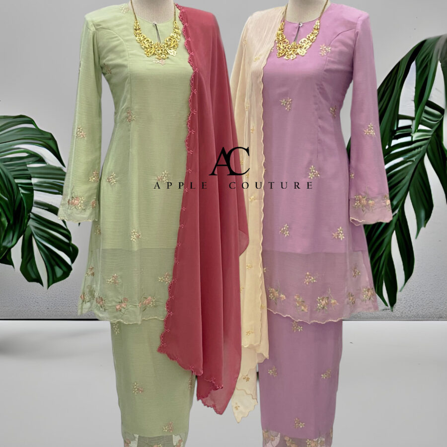 CAMELIA KURUNG MODEN SULAM ORGANZA PEACH - Image 3