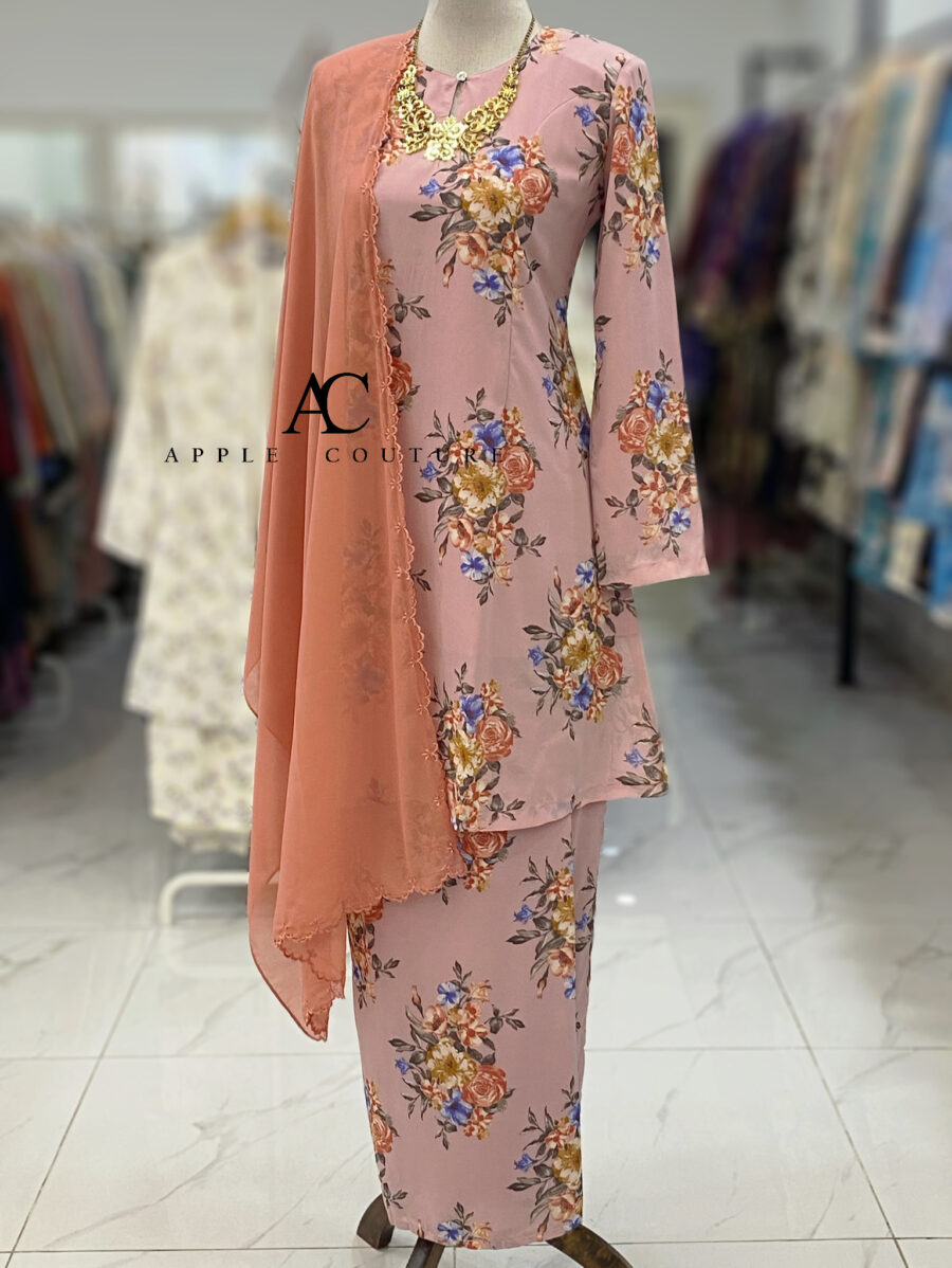 CAMELIA KURUNG PRINTED CHIFFON DUSTY ROSE