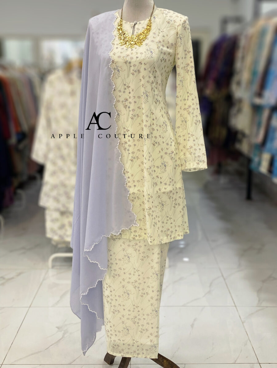 CAMELIA KURUNG PRINTED CHIFFON WHIPPED CREAM