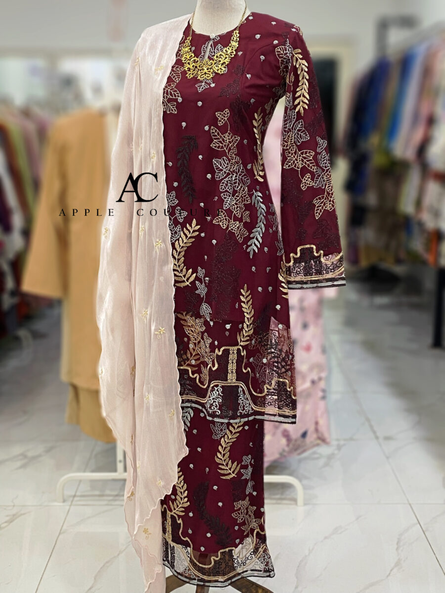 CAMELIA KURUNG PREMIUM LACE MAROON