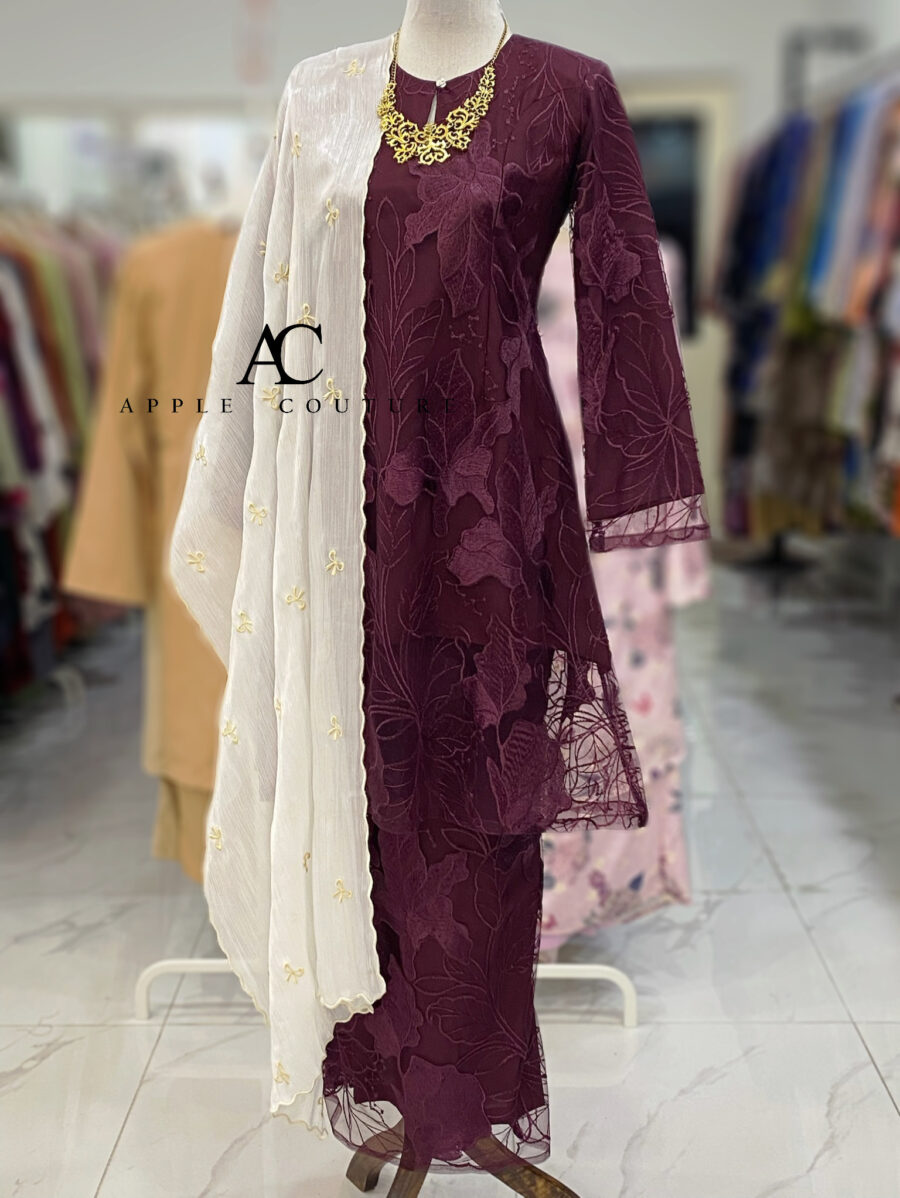 CAMELIA KURUNG PREMIUM FULL LACE BURGUNDY