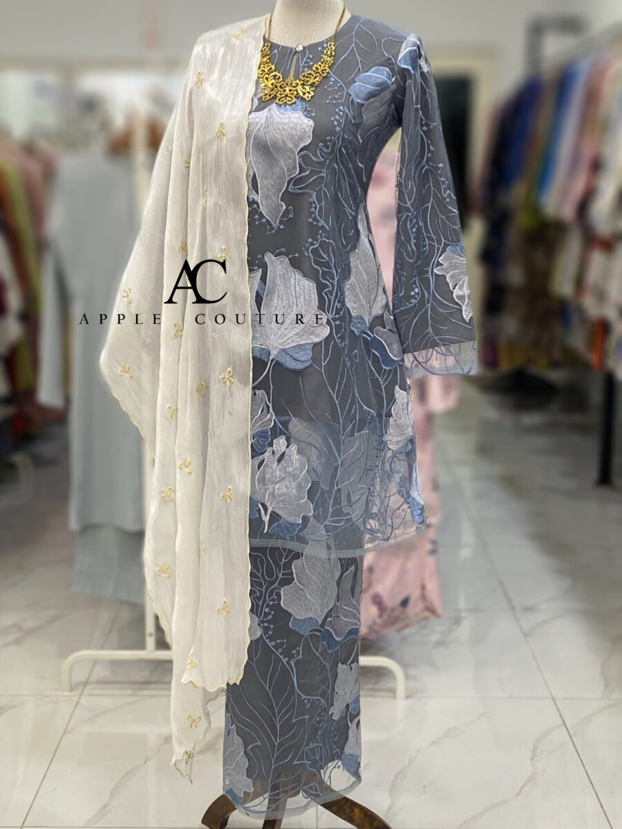 CAMELIA KURUNG PREMIUM FULL LACE ASH BLUE