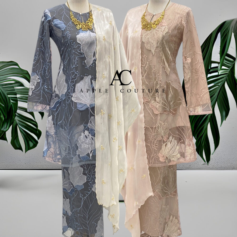 CAMELIA KURUNG PREMIUM FULL LACE ASH BLUE - Image 2