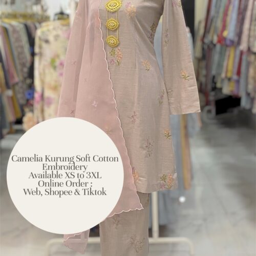 CAMELIA KURUNG SOFT COTTON EMBROIDERY BEIGE