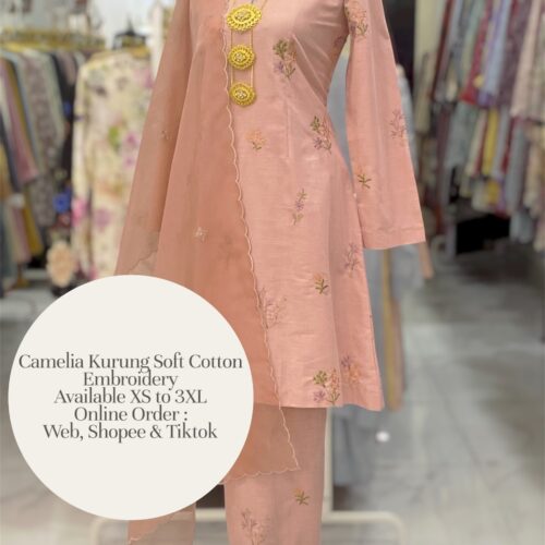 CAMELIA KURUNG SOFT COTTON EMBROIDERY BLUSH PINK